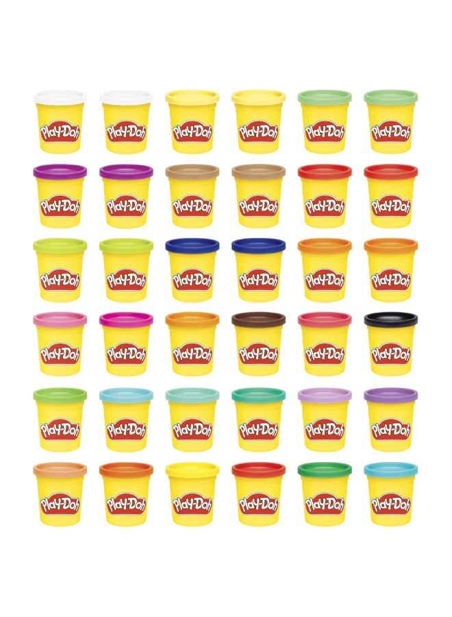 Play-Doh 36 حزمة ميغا، علب سعة 3 أونصات، هدايا حفلات وألعاب فنية وحرفية للأطفال من عمر 2 سنوات وما فوق، ألوان متنوعة، مركب تشكيل - Image 1